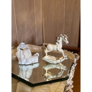 set of unicorn figurine lot. Unicorn Rocking Horse. Angel And Unicorn